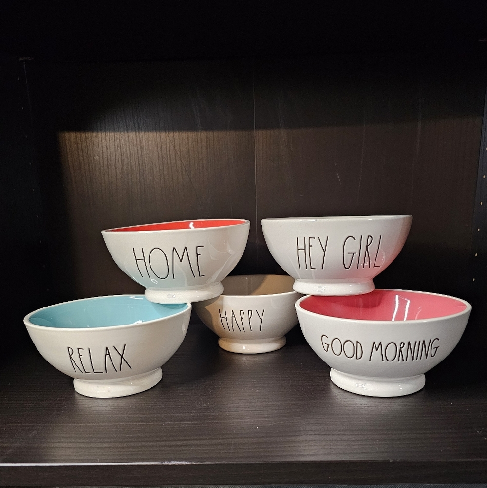 Rae Dunn Bowls Happy, Hey Girl, Relax, Home,  Good Morning Selling individually